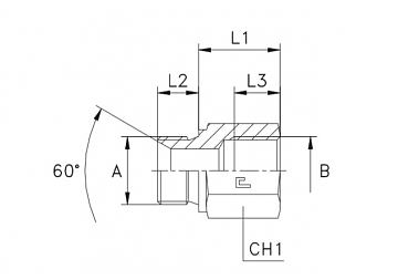 АДАПТЕР С ВНУТРЕННЕЙ МЕТРИЧЕСКОЙ РЕЗЬБОЙ - MALE DKM (60°)